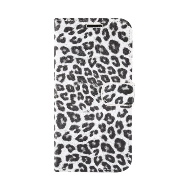 Leopardmønster tegnebogsovertræk til iPhone 12 Pro Max - Hvid
