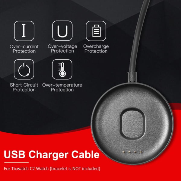 2 i 1 USB-opladerholder Dock Stand Adapter til Ticwatch C2