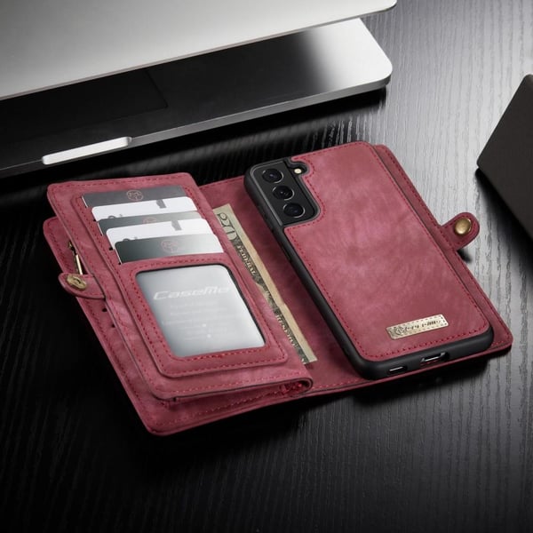 CASEME Samsung Galaxy S21 Retro Lær Lommebok - deksel - Rød