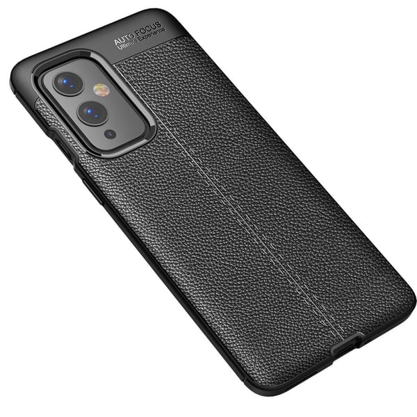 Litchi Skin Soft TPU Taske til OnePlus 9 - Sort