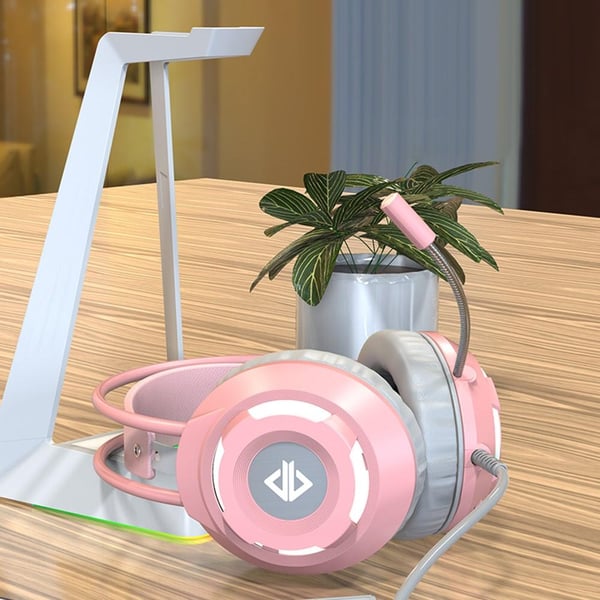 AJAZZ AX120 Gaming Headset Over Ear Hodetelefoner med Mic - Rosa