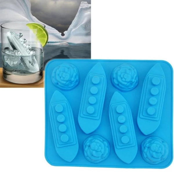 Ice Cube Maker Bakkeform Kreativ Titanic - formet festdrink vin - blå