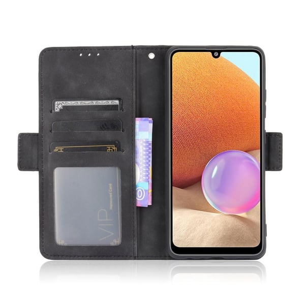Wallet Stand Flip Phone Case til Samsung Galaxy A32 4G - Sort