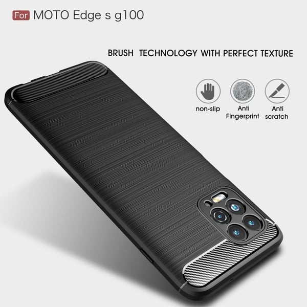 Motorola Moto G100 Karbonfiber Tekstur Deksel - Svart