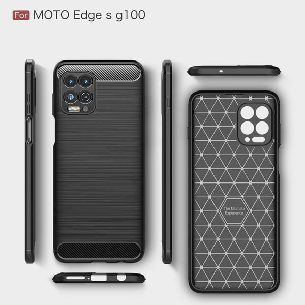 Motorola Moto G100 Karbonfiber Tekstur Deksel - Svart