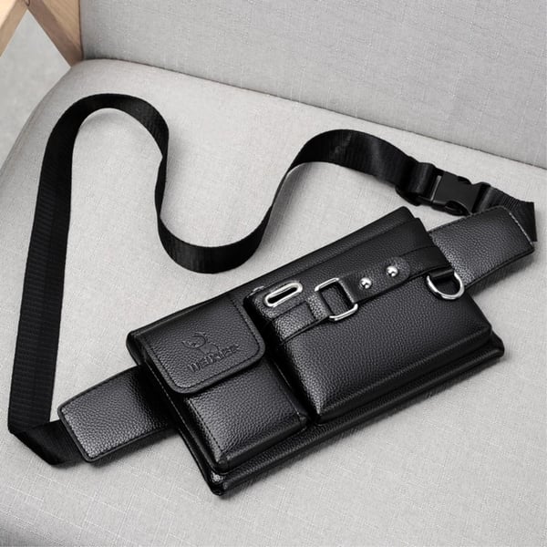 Crossbody Brysttaske Talje Fanny Pack Med Hul til Hovedtelefoner - Sort