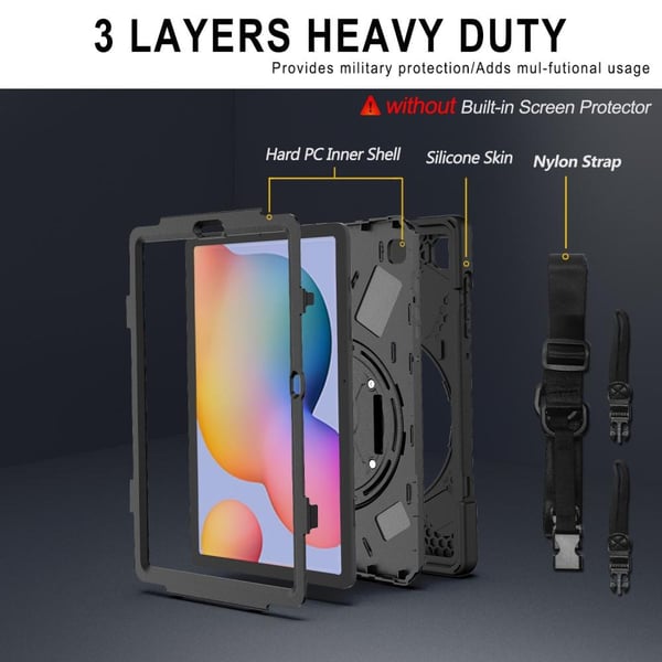 Samsung Galaxy Tab S6 Lite Heavy Duty Armor Veske med Skulderrem