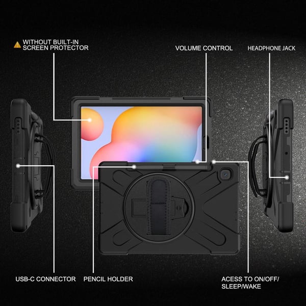 Samsung Galaxy Tab S6 Lite Heavy Duty Armor Veske med Skulderrem