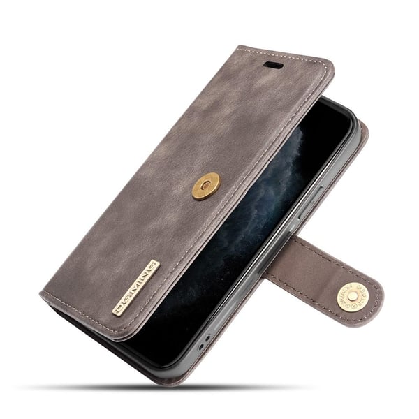 DG.MING iPhone 13 Split Läder Plånboksfodral - Coffee