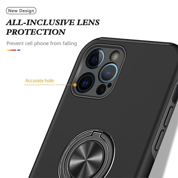 iPhone 13 Pro Fingerring Kickstand Hybrid Taske - Sort