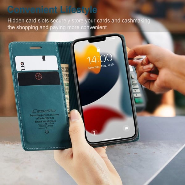 CASEME Lommebok - deksel iPhone 13 - Blå