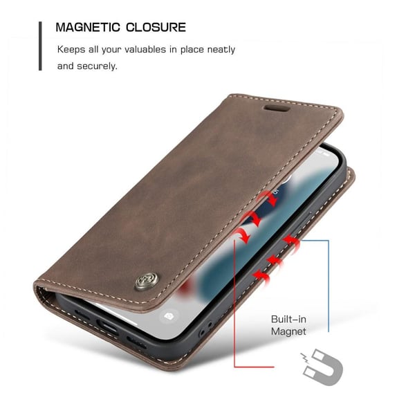 CASEME Lommebok - deksel iPhone 13 - Kaffe