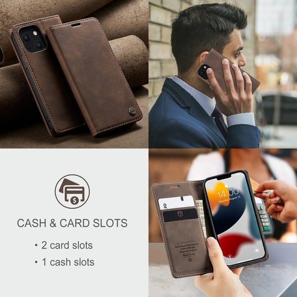 CASEME Lommebok - deksel iPhone 13 - Kaffe