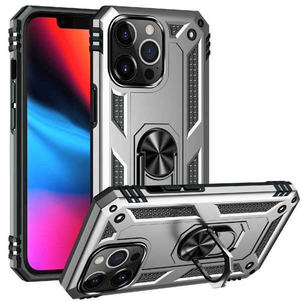iPhone 13 Pro Fingerring Kickstand Hybrid Cover - Sølv