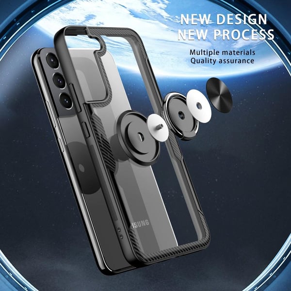 Samsung Galaxy S22+ Hybrid Deksel Med Fingerring - Rød