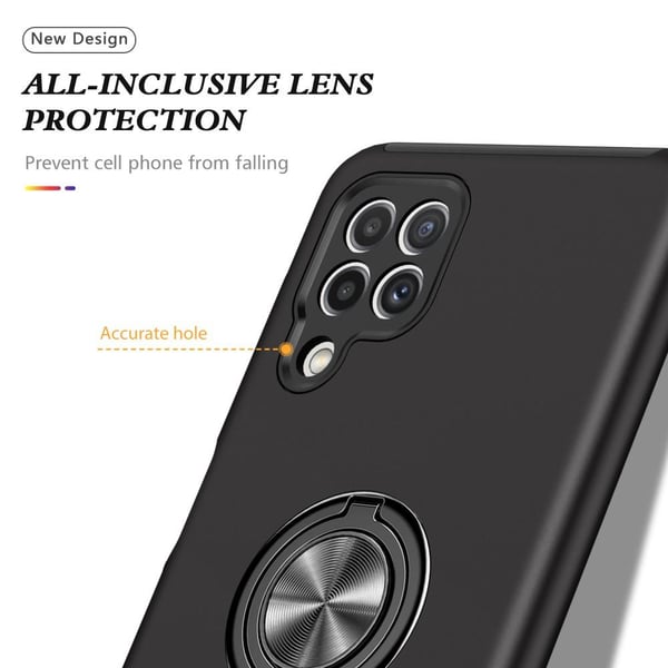 Samsung Galaxy A22 4G Deksel med Fingerring og Innebygd Plate - Svart