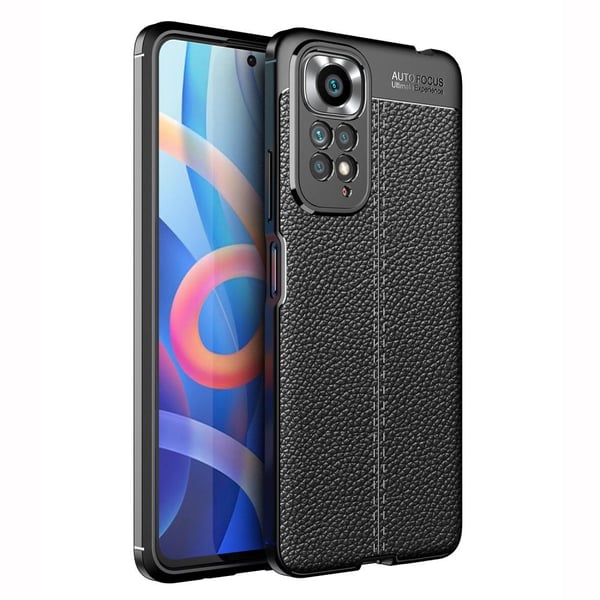 Litchi tekstur blødt TPU cover til Xiaomi Redmi Note 11 / Note 11S - Sort