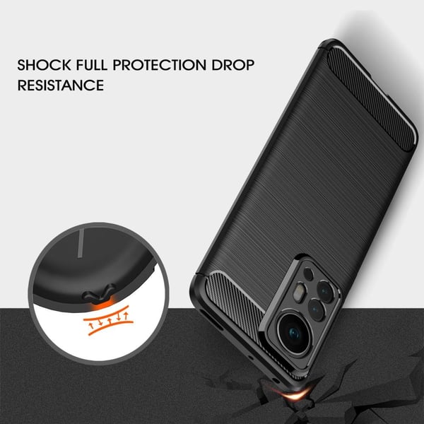 Xiaomi 12 Pro Kulfiber Tekstur TPU - kabinet - Sort