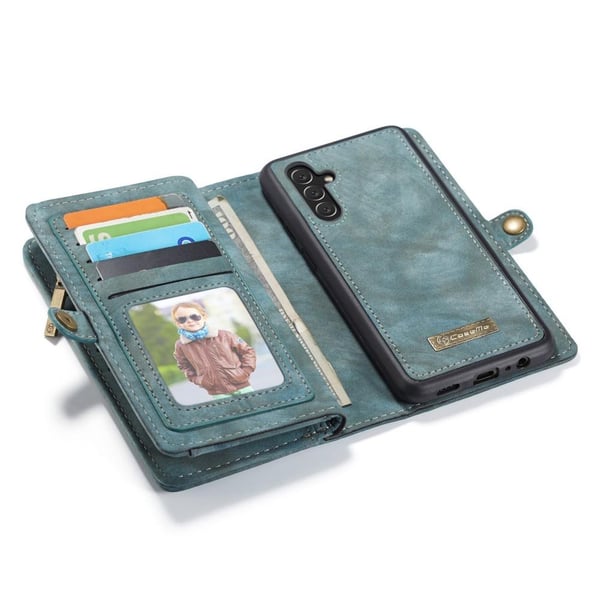CASEME Samsung Galaxy A13 5G/A04s 4G Retro Lær Lommebok - deksel - Blå