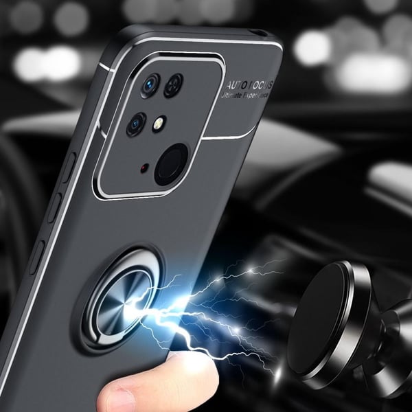 Redmi 10C TPU Deksel Med Fingerring - Svart