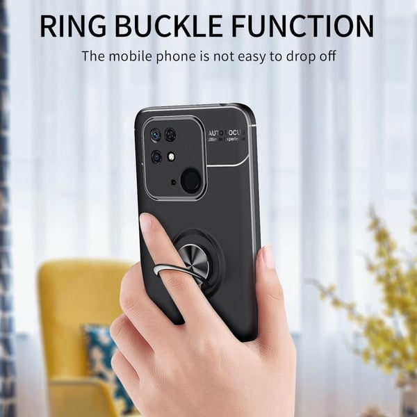 Redmi 10C TPU Deksel Med Fingerring - Svart