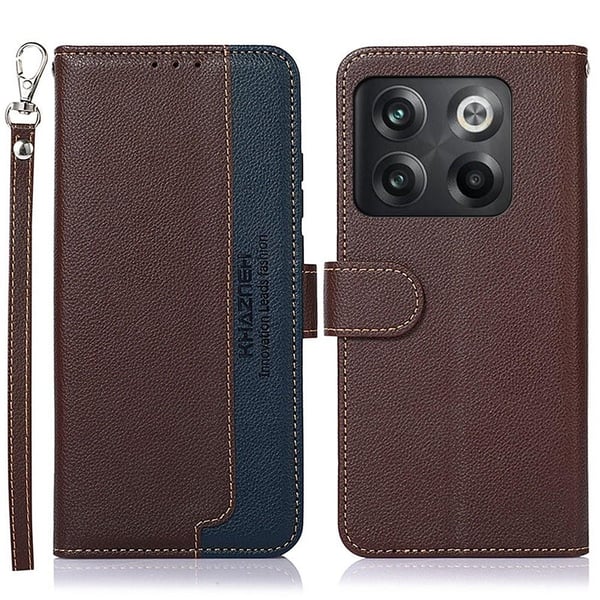 KHAZNEH OnePlus 10T/Ace Pro Lommebok - deksel - Brun/Blå