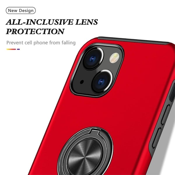 iPhone 14 Hybrid Deksel Med Fingerring - Rød