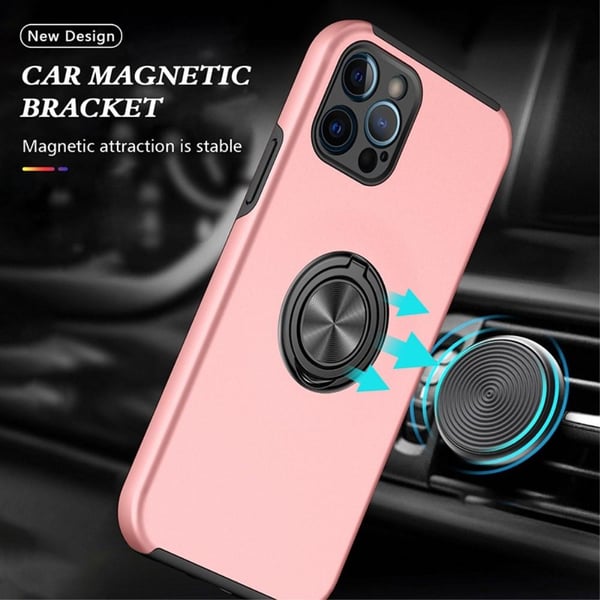 iPhone 14 Pro Max Fingerring Kickstand Hybrid Taske - Lyserød