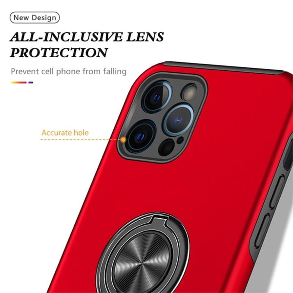 iPhone 14 Pro Max Hybrid Deksel Med Fingerring - Rød