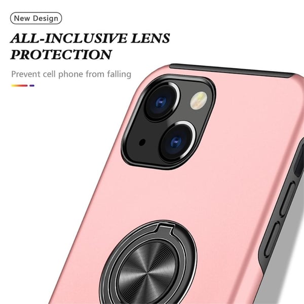 iPhone 14 Plus Fingerring Kickstand Hybrid Taske - Lyserød