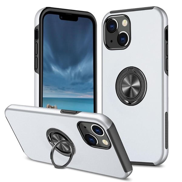 iPhone 14 Plus Hybrid Deksel Med Fingerring - Sølv