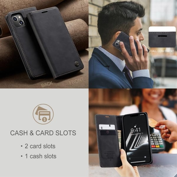 CASEME Lommebok - deksel iPhone 14 - Svart
