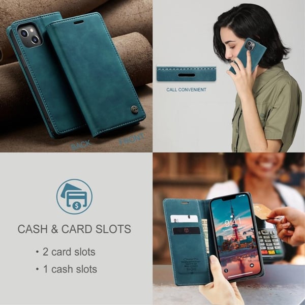 CASEME Lommebok - deksel iPhone 14 - Blå