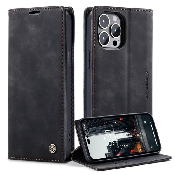 CASEME Retro tegnebog taske til iPhone 14 Pro - sort
