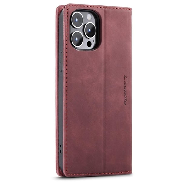 CASEME Retro lompakkokotelo iPhone 14 Prolle - Punainen