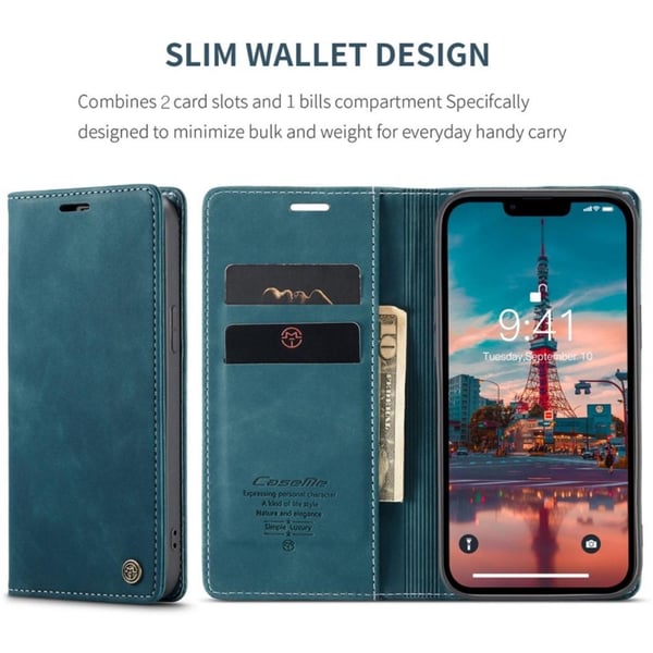 CASEME Lommebok - deksel iPhone 14 Plus - Blå