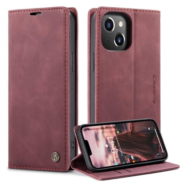 CASEME Retro Lompakkokotelo iPhone 14 Plus - Punainen