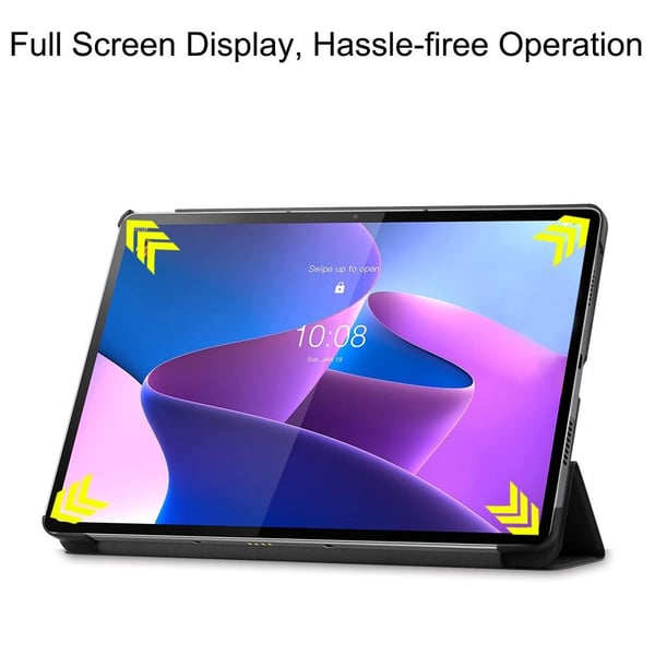 Til Lenovo Tab P12 Pro Tri - fold Stand Tablet - Taske - Sort