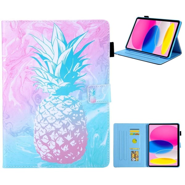 Til iPad 10.9 (2022) Tabletetui Cover Foldbart stativ - Blå Ananas