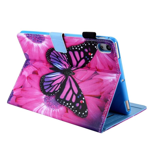 Til iPad 10.9 (2022) Tablet Cover Foldbart Stativ - Pink Sommerfugl