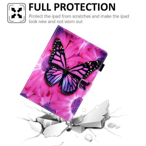 Til iPad 10.9 (2022) Tablet Cover Foldbart Stativ - Pink Sommerfugl