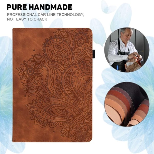 Apple iPad 10.9 2022 Sammenleggbart Veske Kortholder Blomster - Brun