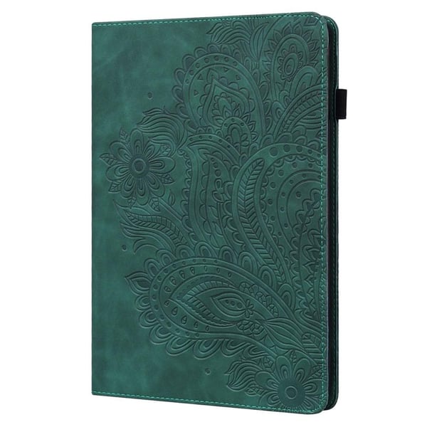 Apple iPad 10.9 2022 Sammenleggbart Veske Kortholder Blomster - Grønn