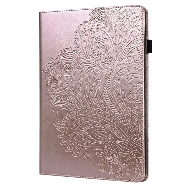 Apple iPad 10.9 2022 Sammenleggbart Veske Kortholder Blomster - Rose Gull