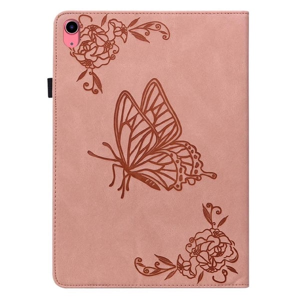 Apple iPad 10.9 2022 Sammenleggbart Veske Kortholder Sommerfugl - Rosa