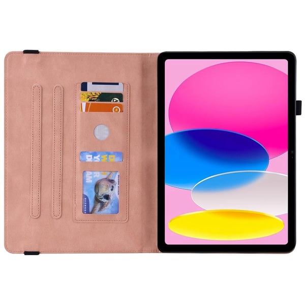 Apple iPad 10.9 2022 Sammenleggbart Veske Kortholder Sommerfugl - Rosa