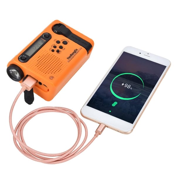 Hätäradio LED - taskulamppu 2000mAh akku Käsikampi Solar