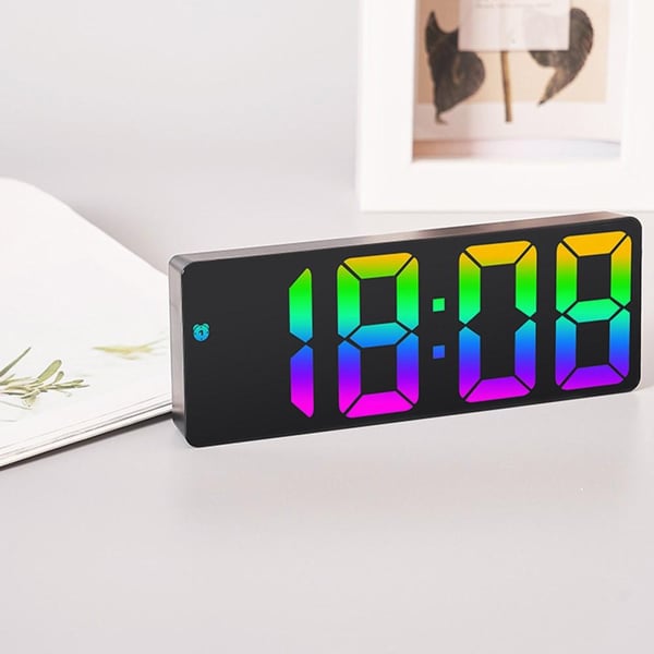 LED - klokke elektronisk digital vekkerklokke fargerik 12/24H skjerm