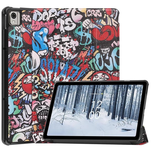 Nokia T21 Trifold Stand Sleep Wake - tabletin suojakotelo - Graffiti