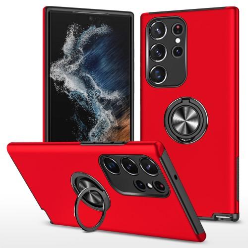 Samsung Galaxy S23 Ultra Hybrid Deksel Med Fingerring - Rød